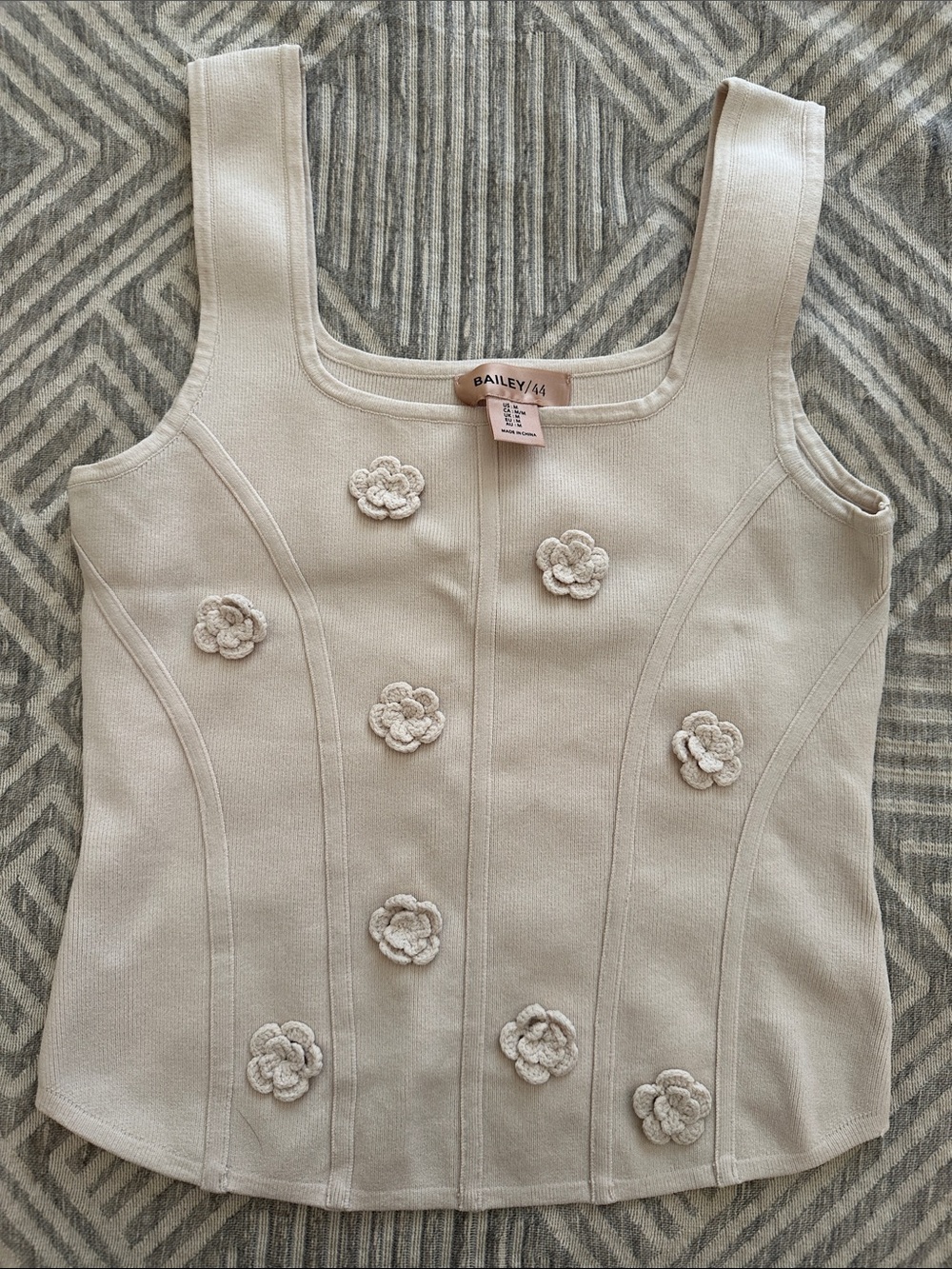 Bailey 44 Cream Floral Appliqué Tank